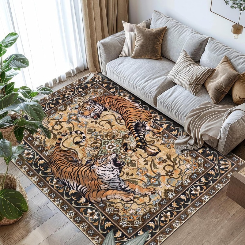 Printing On Commercial - Karpet Ruang Tamu Desain Harimau Retro