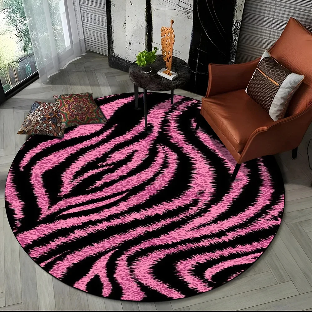 Commercial Printing Services - Karpet Bulat Motif Garis Zebra Merah