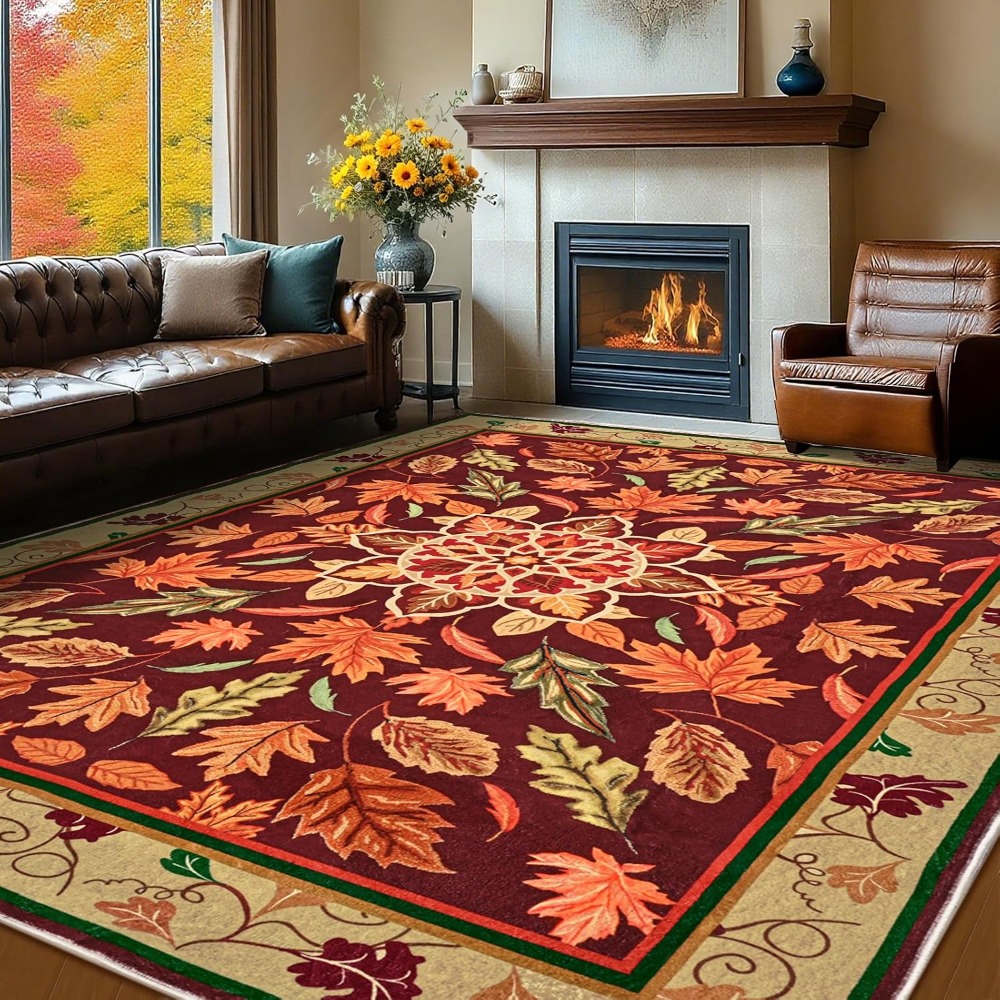 Printing On Commercial - Karpet Ruang Tamu Motif Daun Maple