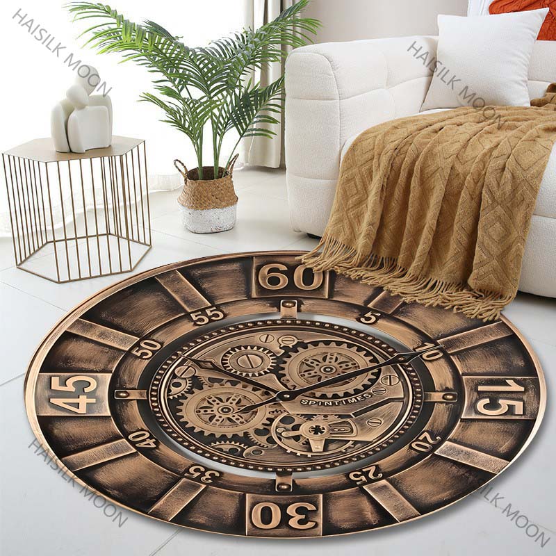 1PC Karpet Bulat Motif Jam Din - Commercial Wall Printing ulasan dan harga